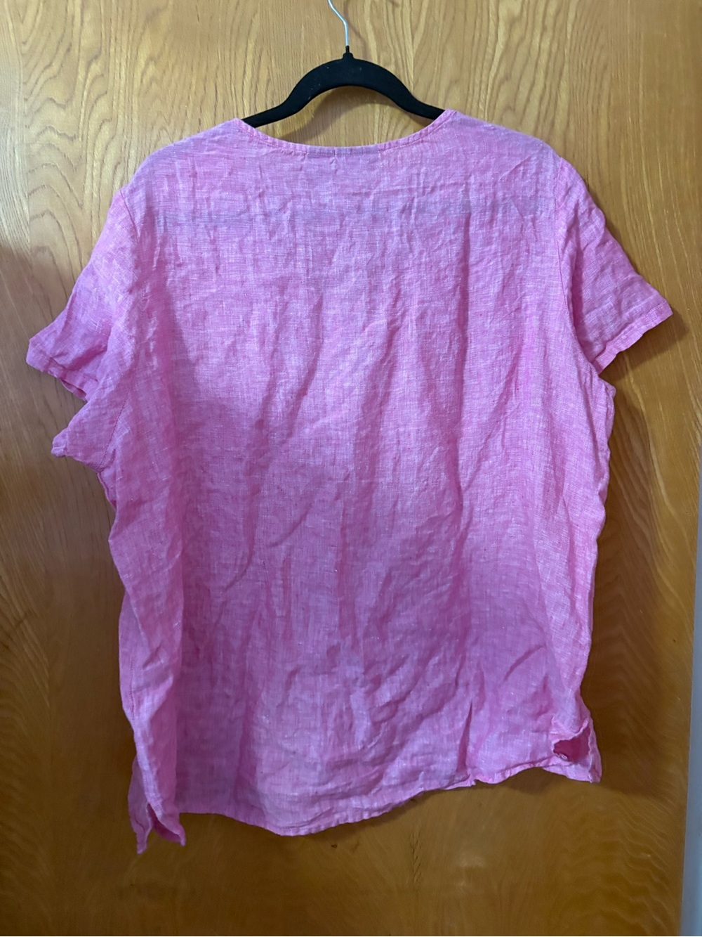 Tahari Pink Scoop Neck Short Sleeve Linen-Blend Top 1X - Picture 7 of 8